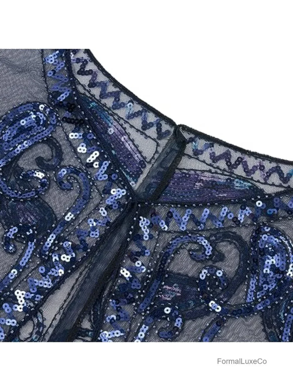 1920s Flapper Sequin Beaded Shawl Wrap Mesh Fringe Evening Party Cape